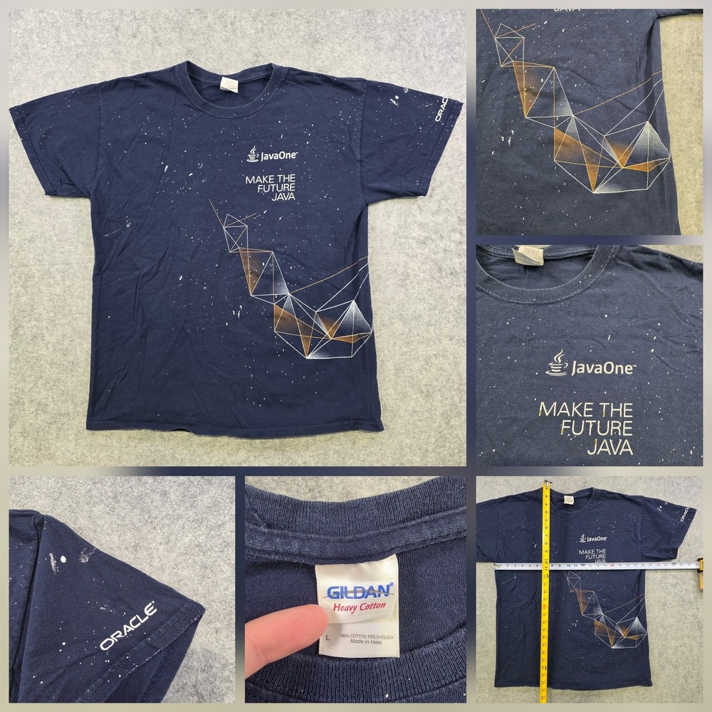 JavaOne Make The Future Java T Shirt Mens Large Blue Oracle Computer Tech‎ VTG